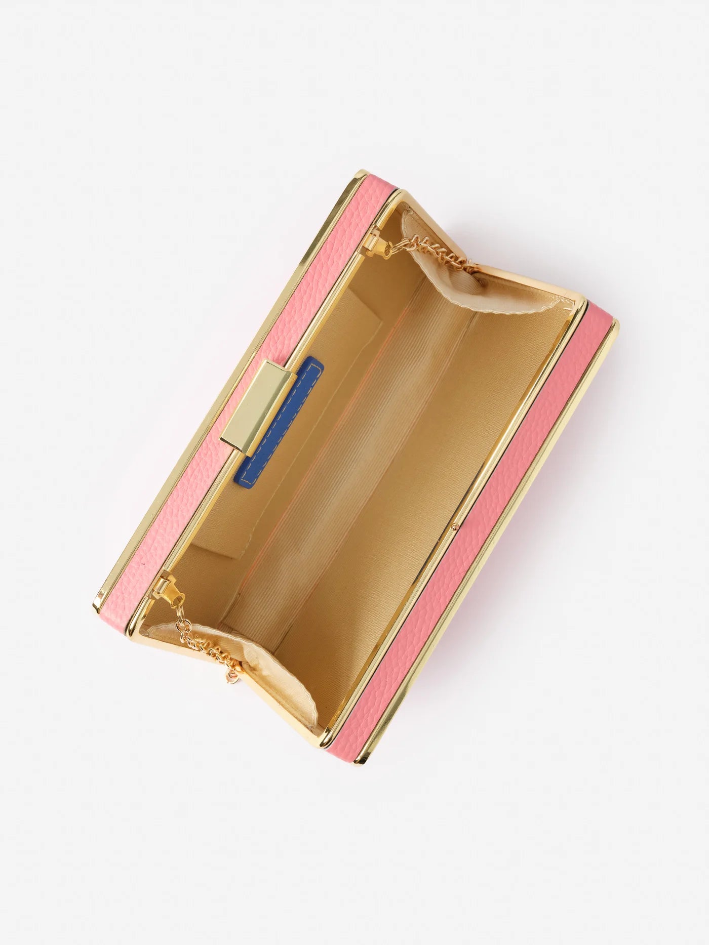 Pink Rectangle Clutch Bag with Removable Gold Chain Strap