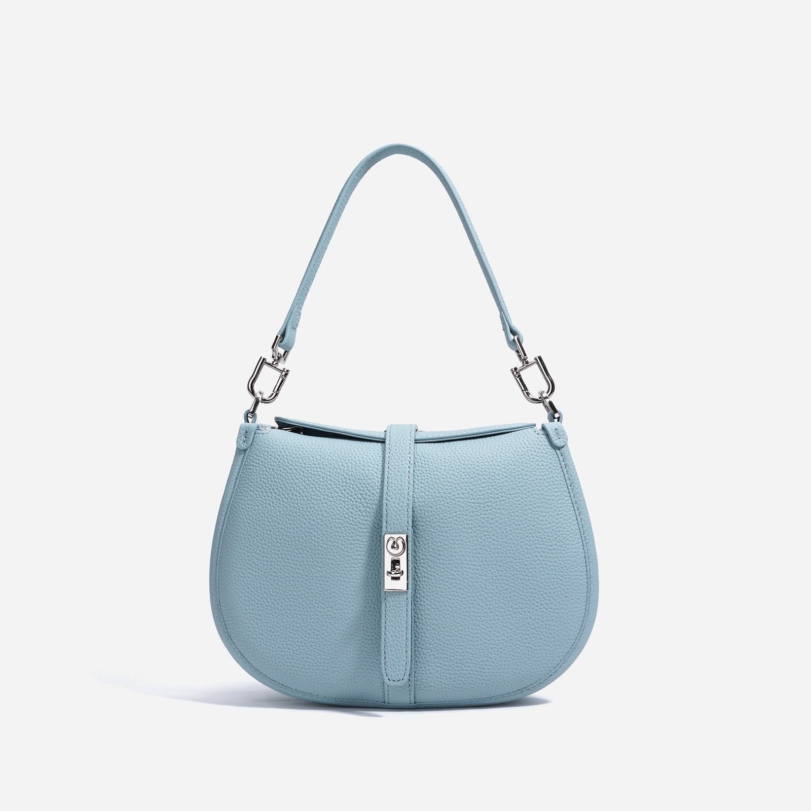 Solid Color Genuine Leather Crossbody Shoulder Bag Single Strap Accessory for Daily Outfits