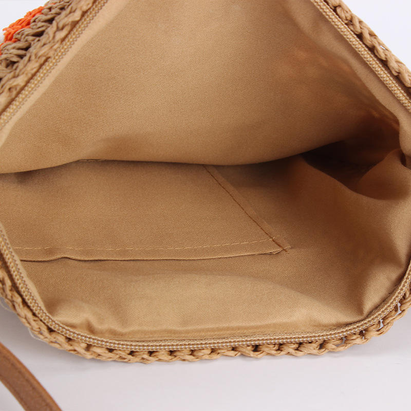 Vintage Brown Floral Crochet Square Crossbody Bag with Adjustable Leather Shoulder Strap for Beach Casual Daily Matching