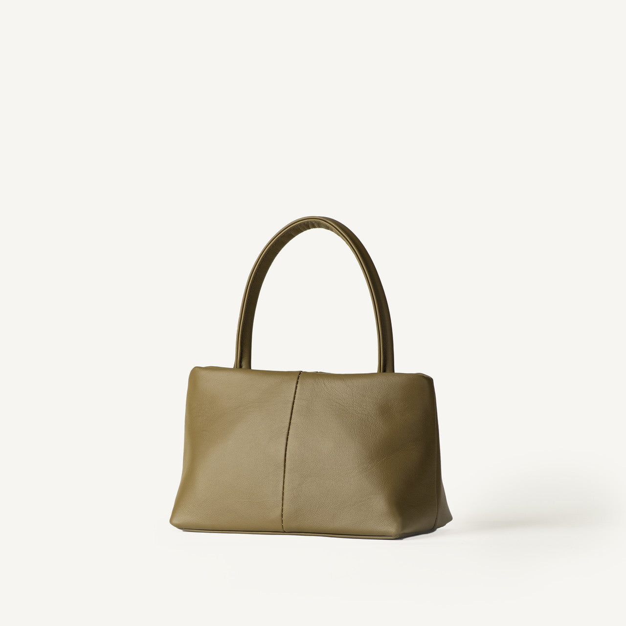 Moss Olive Slim Rectangle Top Handle Bag with Integrated Leather Hand Straps for Minimalist Daily & Office Matching