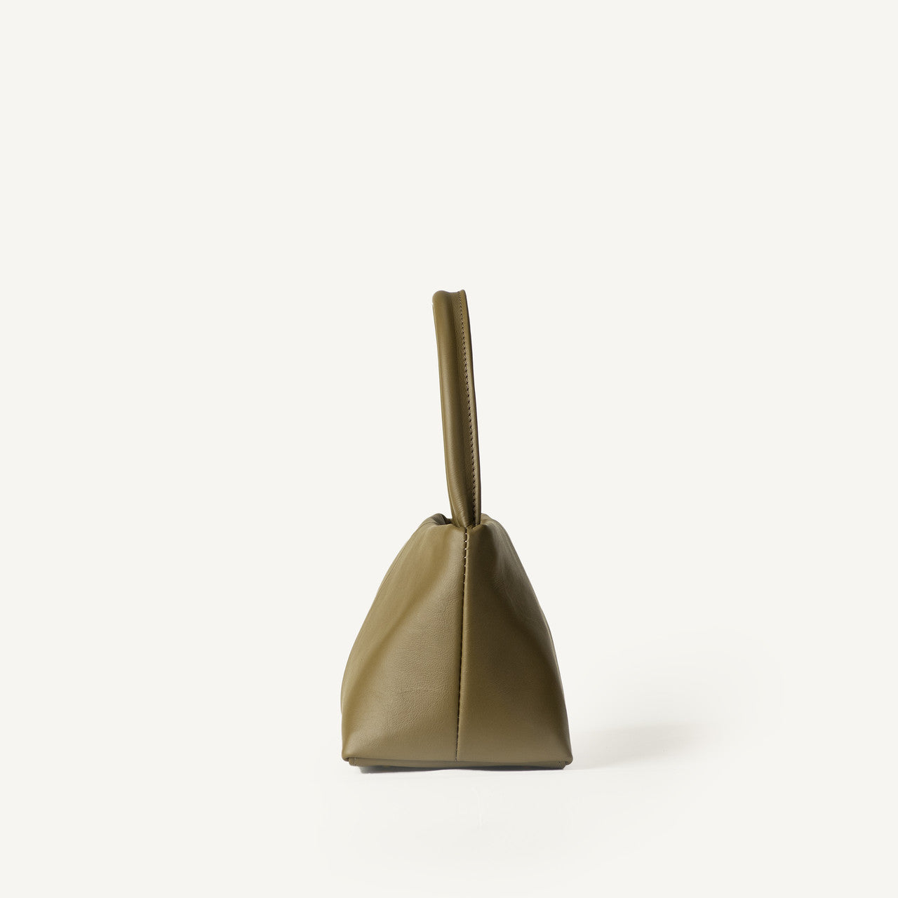 Moss Olive Slim Rectangle Top Handle Bag with Integrated Leather Hand Straps for Minimalist Daily & Office Matching