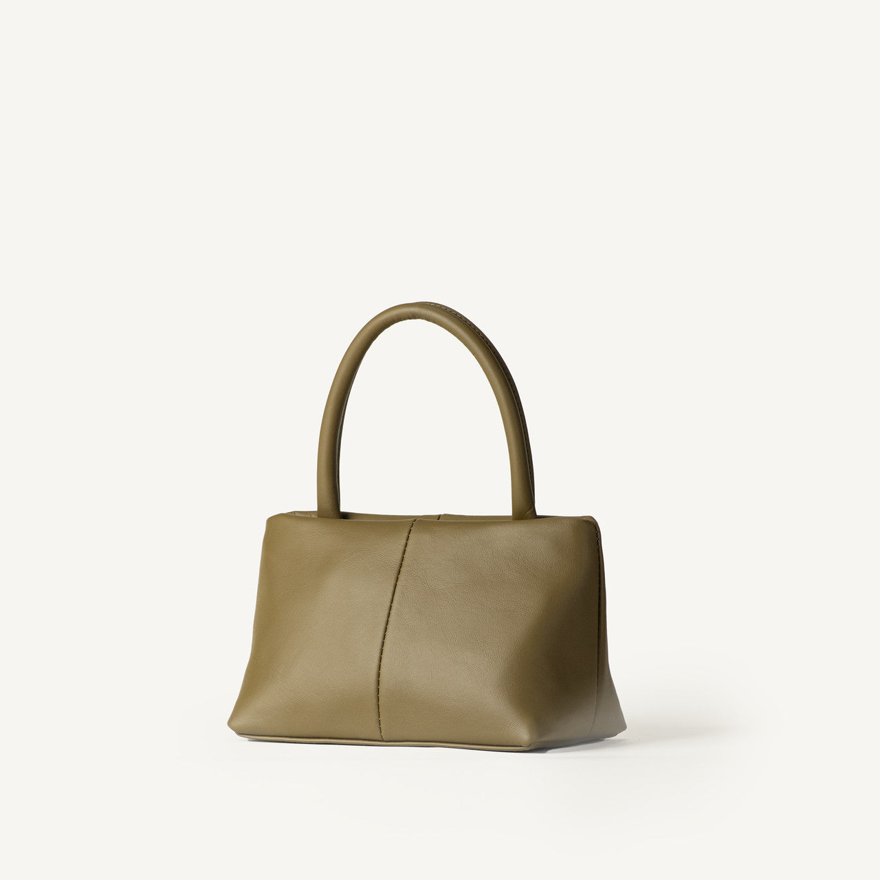 Moss Olive Slim Rectangle Top Handle Bag with Integrated Leather Hand Straps for Minimalist Daily & Office Matching