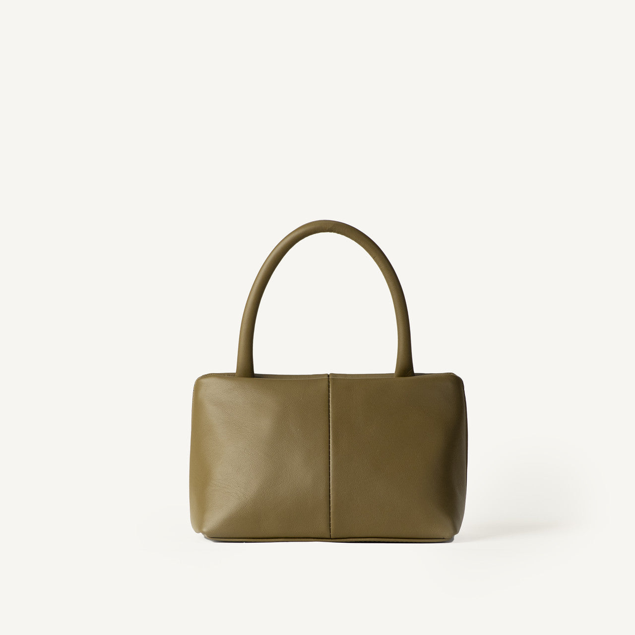 Moss Olive Slim Rectangle Top Handle Bag with Integrated Leather Hand Straps for Minimalist Daily & Office Matching