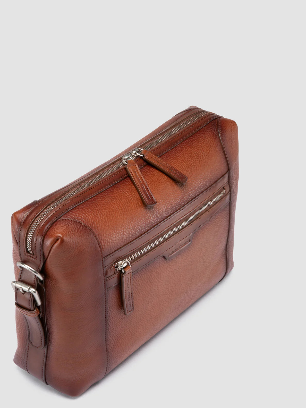Vintage Brown Rectangular Messenger Bag with Adjustable Wide Buckle Strap