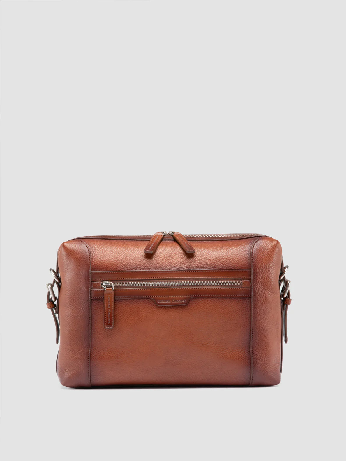 Vintage Brown Rectangular Messenger Bag with Adjustable Wide Buckle Strap