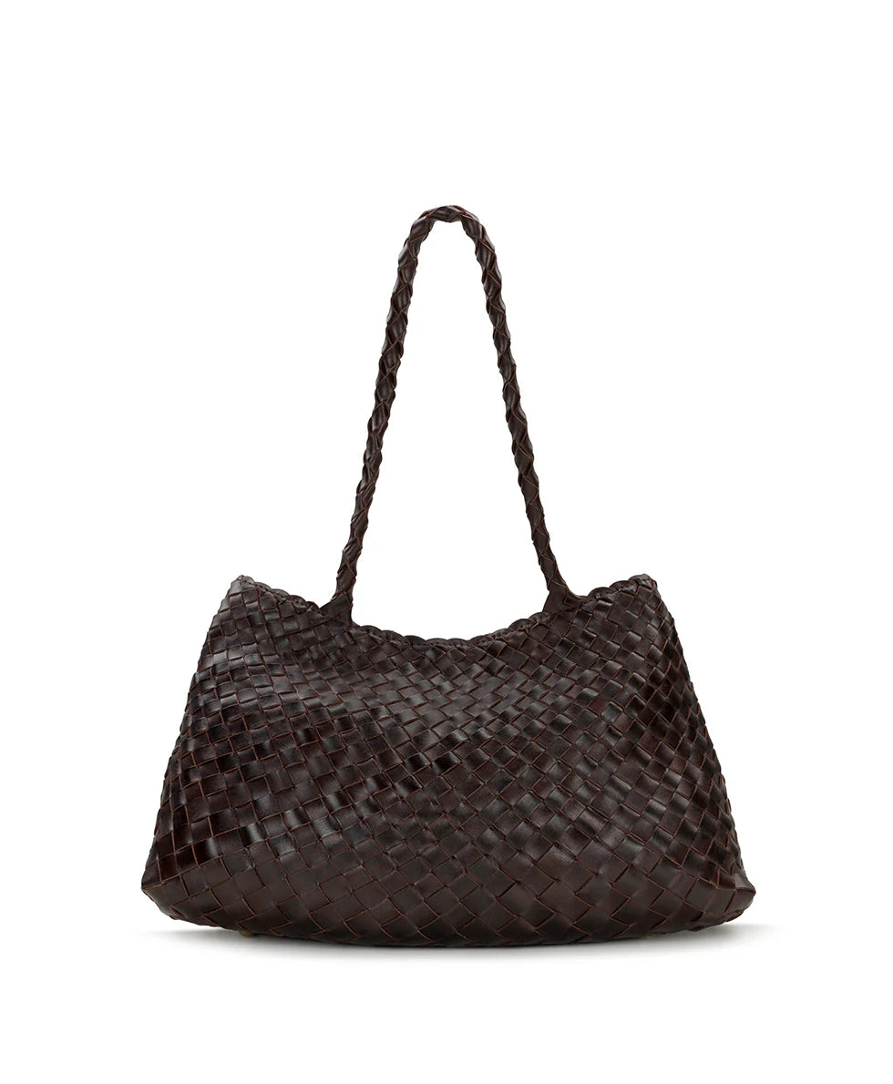 Woven Leather Large Shoulder Bag with Braided Long Handles for Vintage Daily & Travel Matching