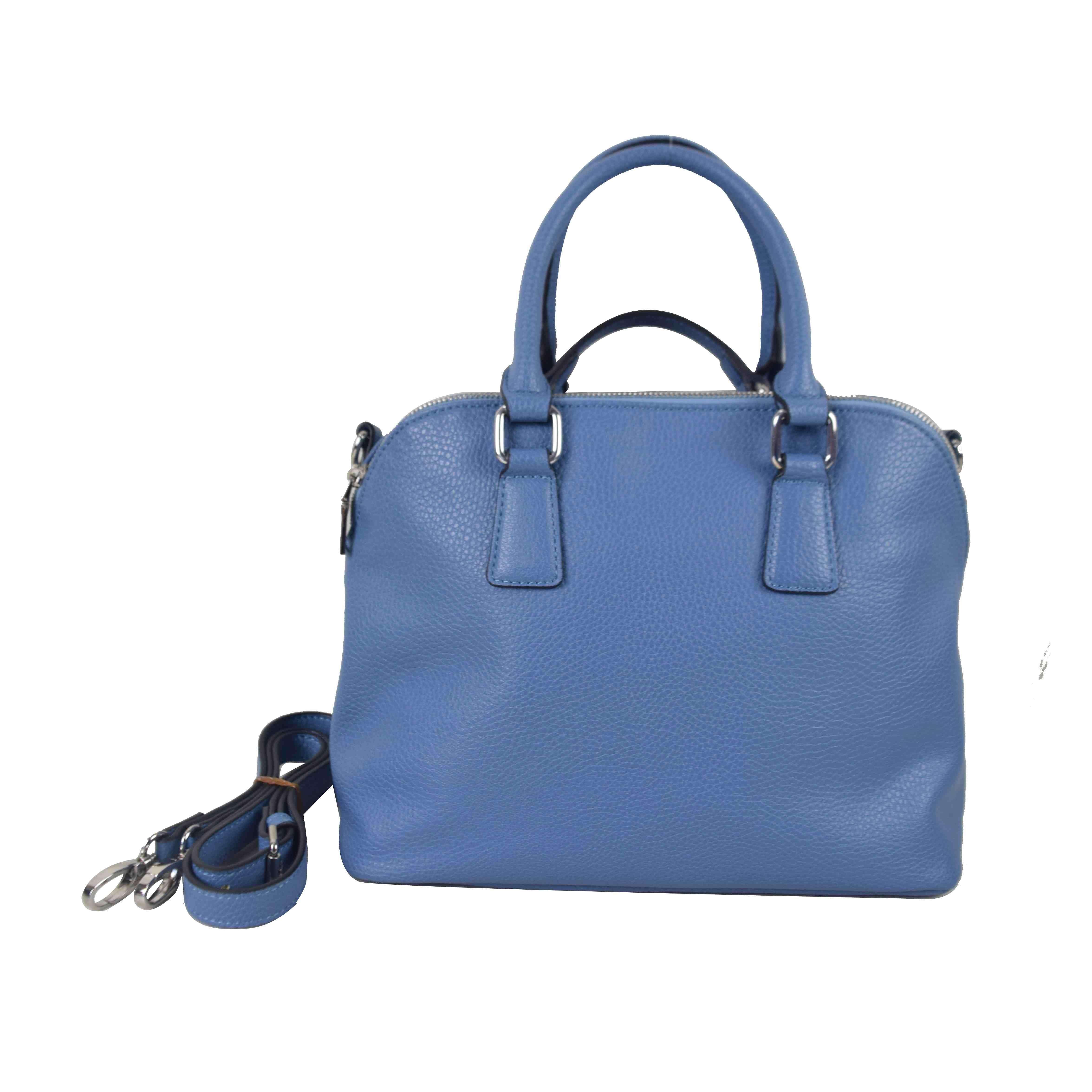 Sky Blue Dome Hand Bag, Detachable Adjustable Leather Crossbody Strap for Daily Wear