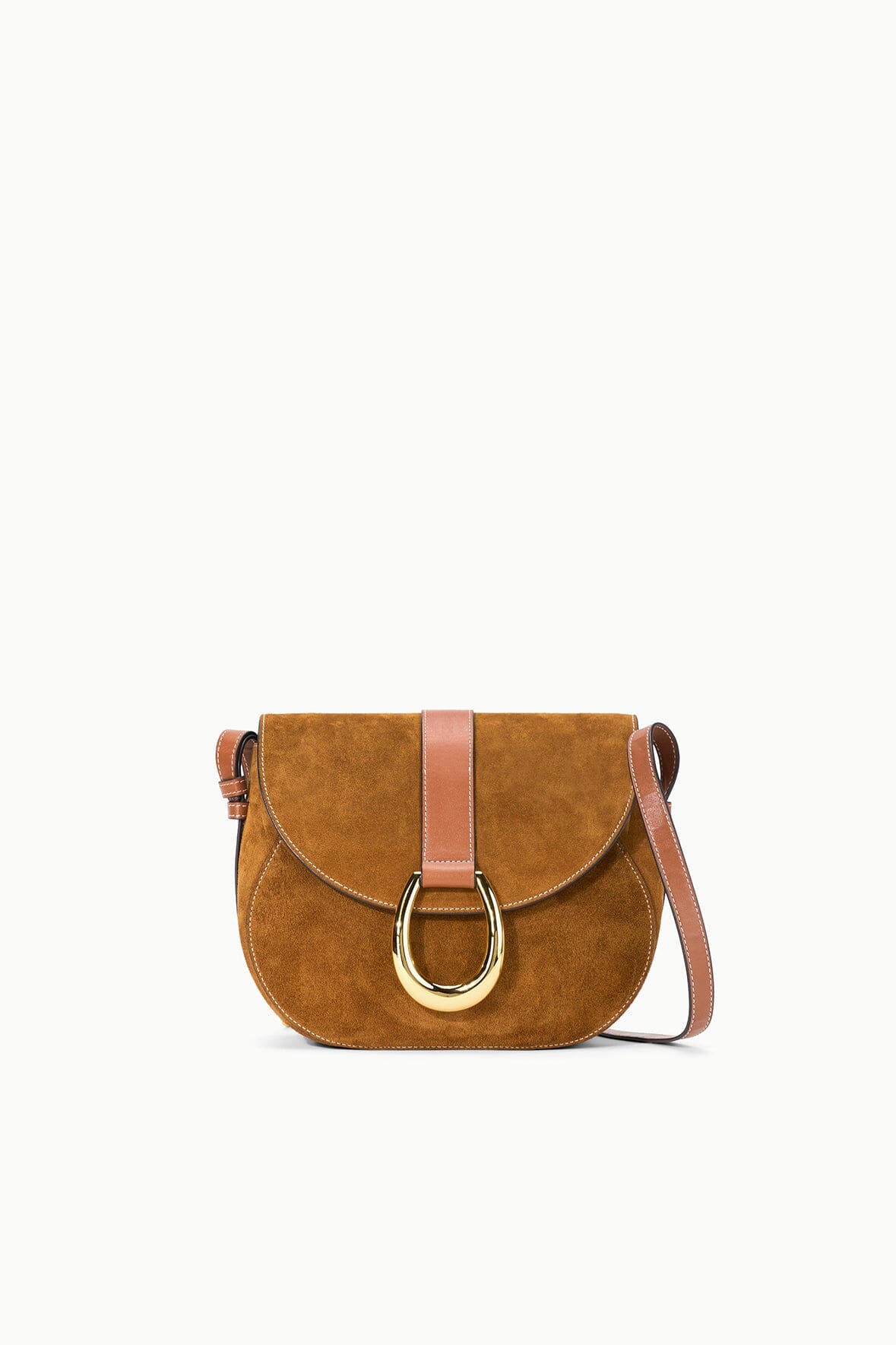 Saddle Crossbody Bag with Large Gold Metal Buckle for Daily Matching Outfits