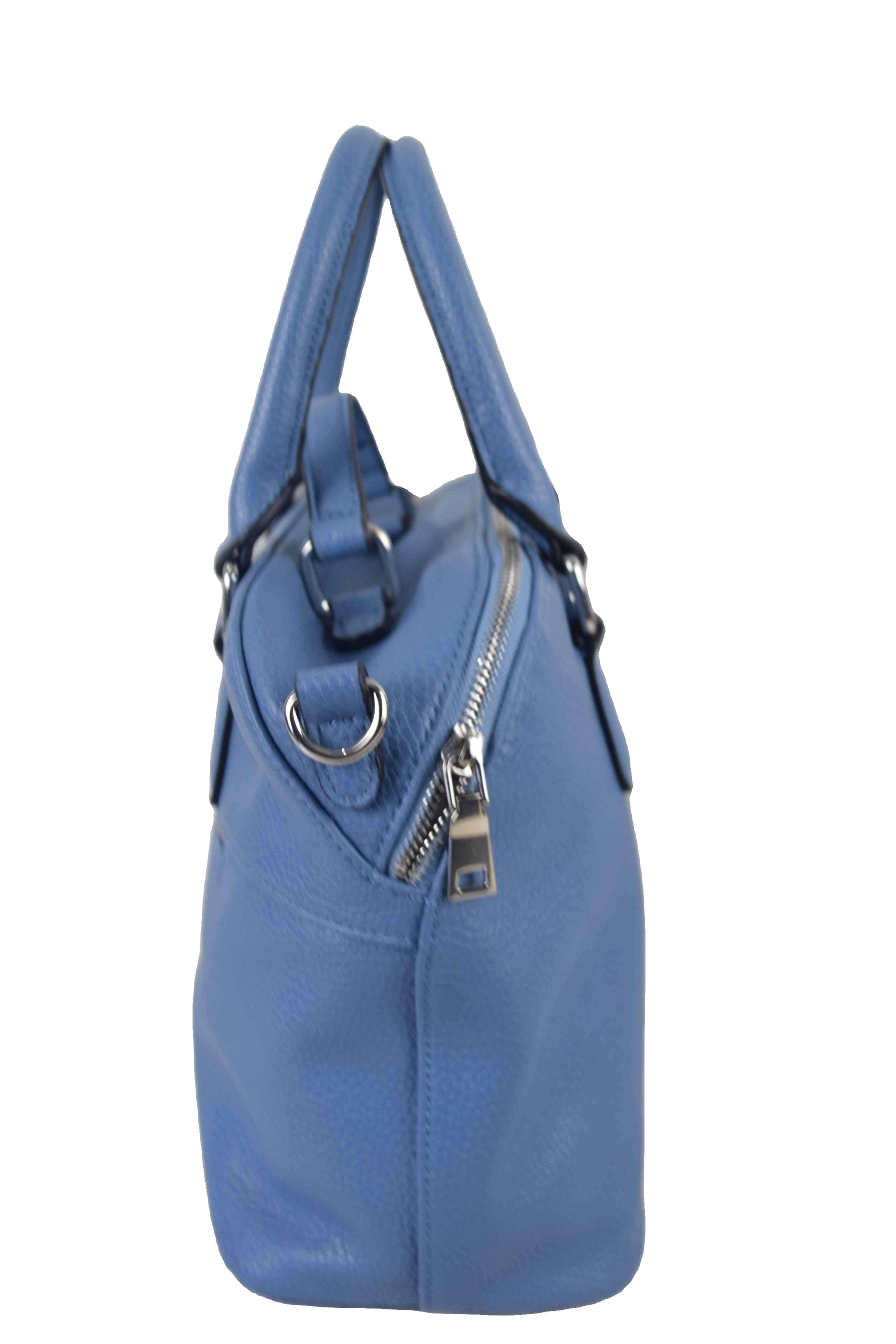 Sky Blue Dome Hand Bag, Detachable Adjustable Leather Crossbody Strap for Daily Wear