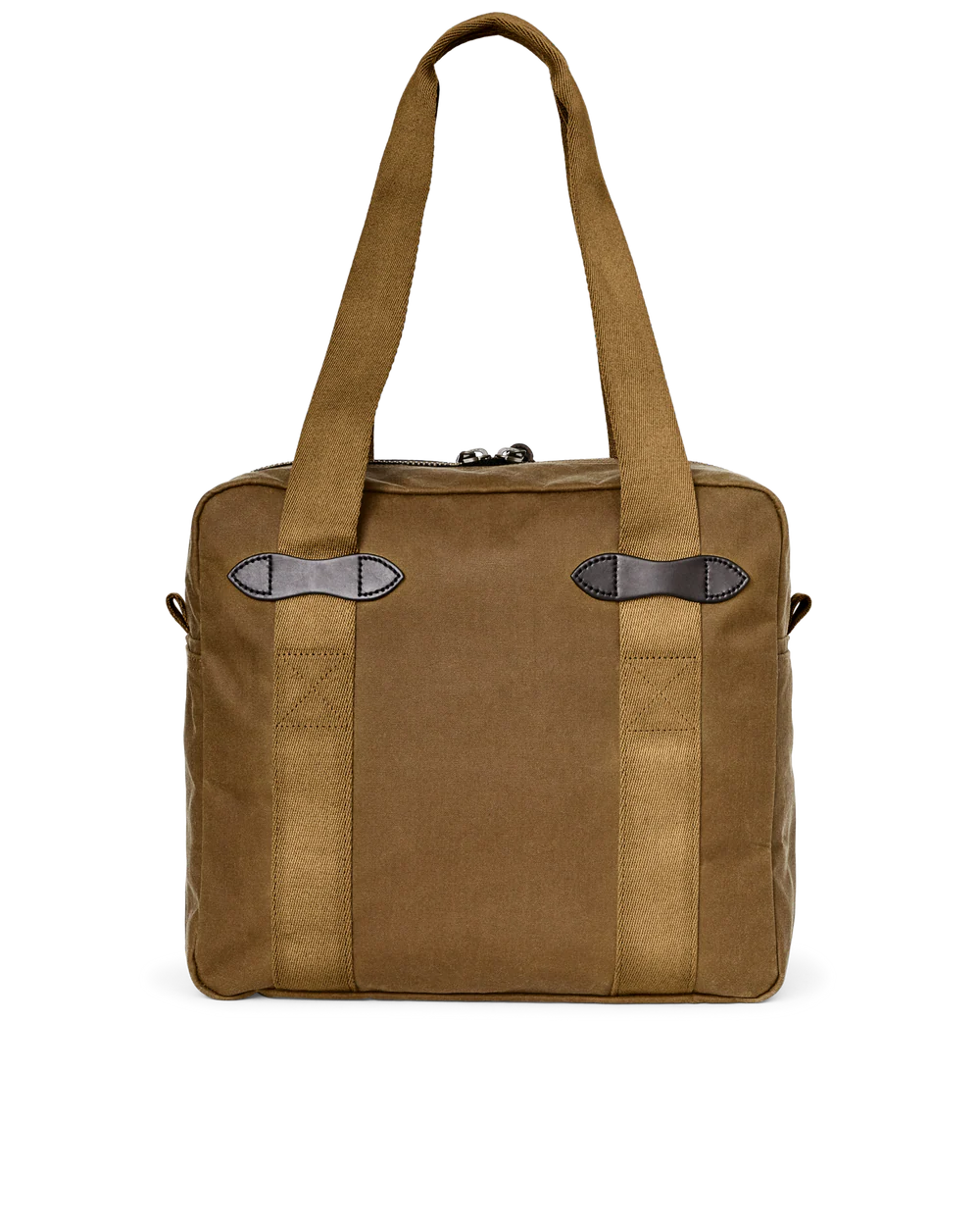 Zipper Square Tote Bag with Leather Patch Handles