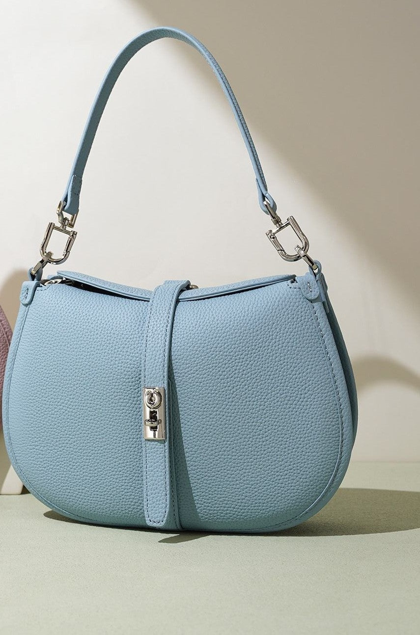 Solid Color Genuine Leather Crossbody Shoulder Bag Single Strap Accessory for Daily Outfits